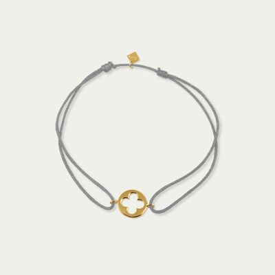 Lucky bracelet Clover Disc, yellow gold plated - strap color