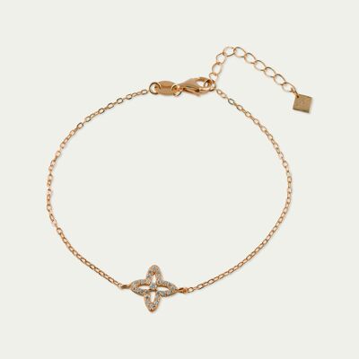 Bracelet Shiny Clover, rose gold plated