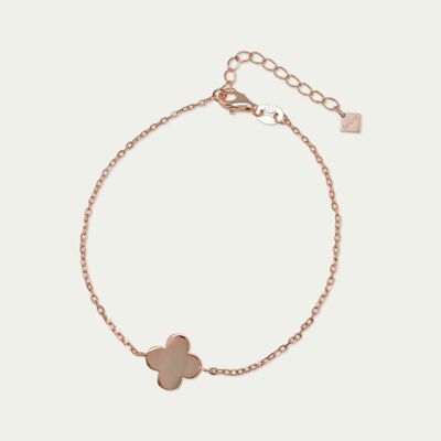 Pulsera trébol, chapado en oro rosa