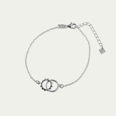 Bracelet double anneau, argent massif