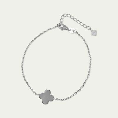 Pulsera trébol, plata de ley