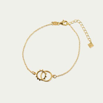 Pulsera doble anilla, chapada en oro amarillo