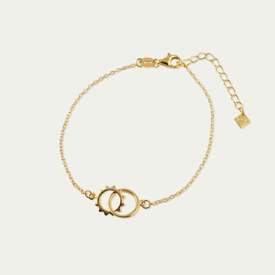 Bracelet double ring, yellow gold plated