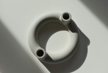 Bougeoir double minimaliste rond béton gris 1