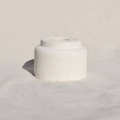Simple minimalist concrete candle holder - White