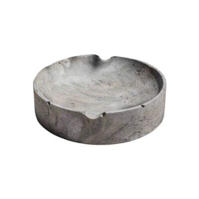 Posacenere Tondo minimalista in cemento Marmorizzato nero/grigio