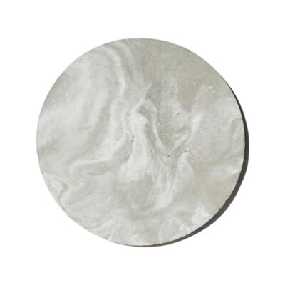 Sottopentola minimalista in cemento marmorizzato bianco/grigio