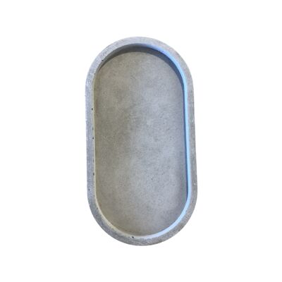 Vassoio ovale minimalista in cemento da personalizzare - Grigio