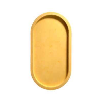 Bandeja oval minimalista de hormigón para personalizar - Amarillo