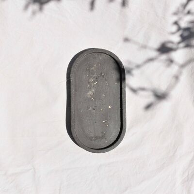 Minimalist concrete oval tray to customize - Black