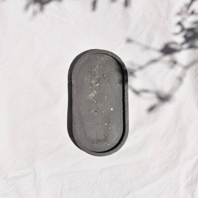 Plateau ovale minimaliste béton à personnaliser - Noir