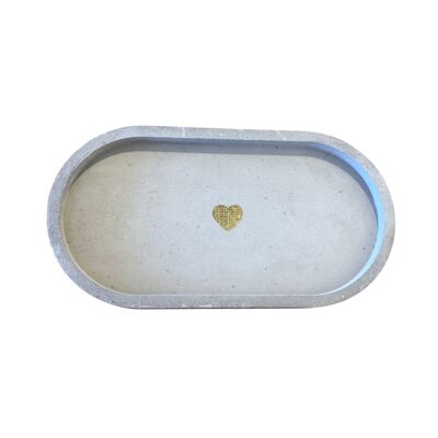 Plateau décoratif minimaliste béton - Gris et Coeur doré
