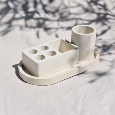 Set multifunzione da bagno minimalista in cemento - Bianco