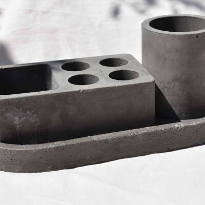 Set multifunzione da bagno minimalista in cemento - Nero