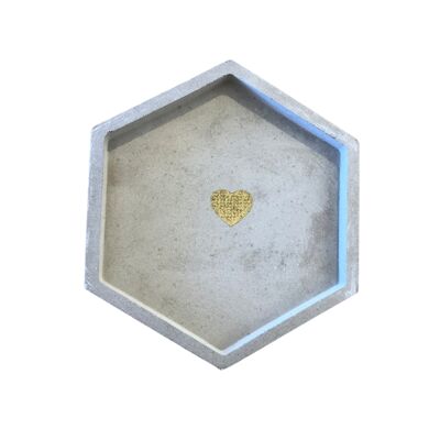 Concrete terracotta tidy tray - Gray and golden heart