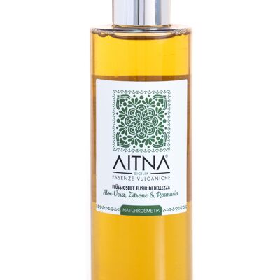 Aitna Natur Sapone Liquido Vulcanico Elisir Di Bellezza Aloe Vera Limone e Rosmarino Made in Italy Confezione da 1 (1 x 200 ml)