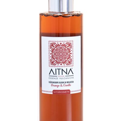 Aitna Natur Volcanic Liquid Soap Elisir Di Bellezza Soap Orange and Vanilla Made in Italy Pack of 1 (1 x 200 ml)