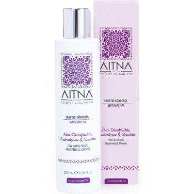 Aitna Naturkosmetik Olio per il corpo vulcanico con aroma di semi d'uva e mandorle, Made in Italy Confezione da 1 (200ml)