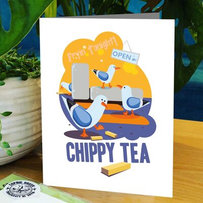 Tarjeta de felicitación de té chippy