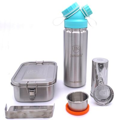 Frühlingsedition | JuNiki´s® Lunchbox/Trinkflasche 550ml/Teefilter türkis