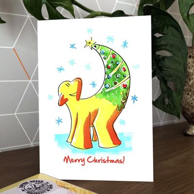 Tarjeta de felicitación del árbol de Navidad Superlambanana de Liverpool
