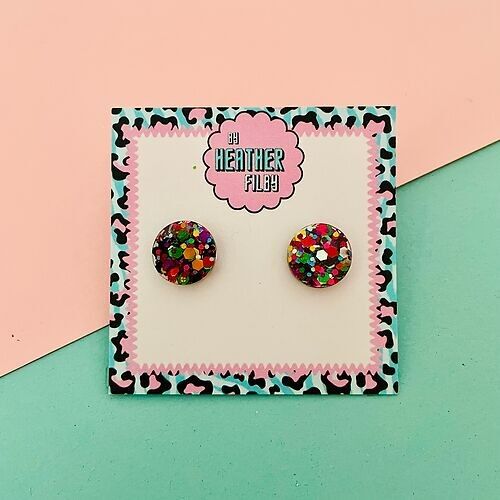 Circle Glitter Stud Earrings