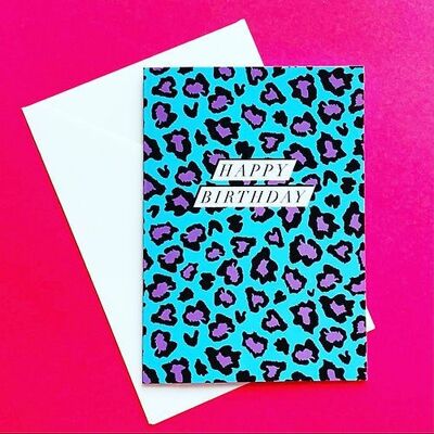 Tarjeta de felicitación de cumpleaños con estampado de leopardo, sku256