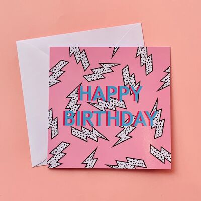 Pink Lightening Bolt Birthday Greeting Card , sku413
