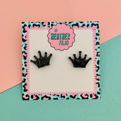 Glitter Crown Stud Earrings