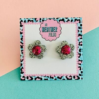 Flower Glitter Stud Earrings