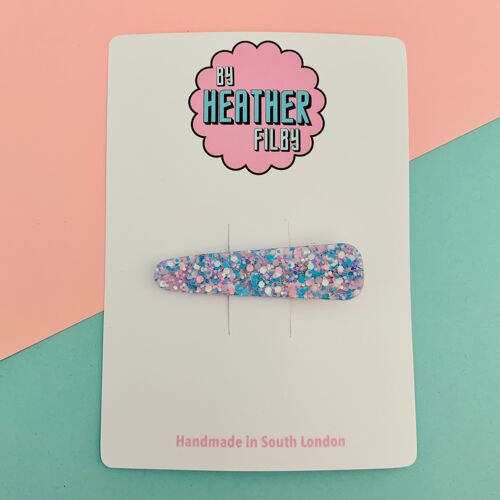 Pastel Blue and Pink Glitter Hair Clip