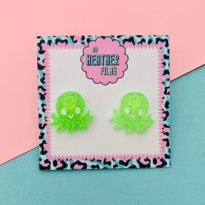 Octopus Glitter Stud Earrings