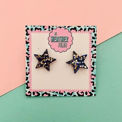Large Star Glitter Stud Earrings