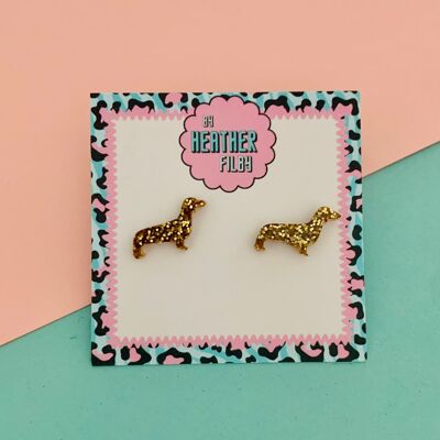 Glitter Sausage Dog Stud Earrings