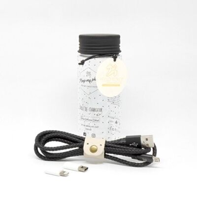 Cable cargador universal 3 en 1 - iPhone Lightning / USB Type-C / Micro-USB - Negro
