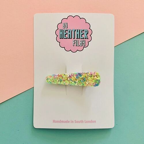 Lime Green and Pink Glitter Hair Clip
