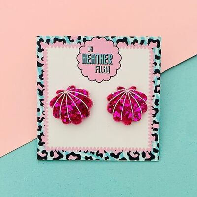 Glitter Shell Stud Earrings