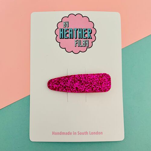 Hot Pink Glitter Hair Clip