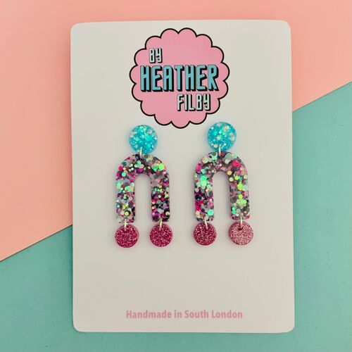 Lilac and Blue Arch Earrings , sku742