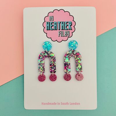 Lilac and Blue Arch Earrings , sku742