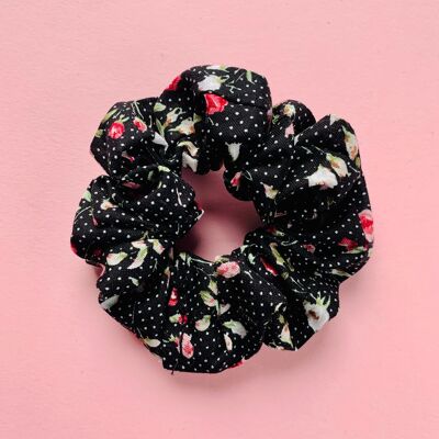 OG Scrunchie in Black Floral Cotton , sku804
