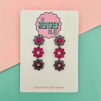 Boucles d'oreilles à fleurs en chaîne marguerite 2