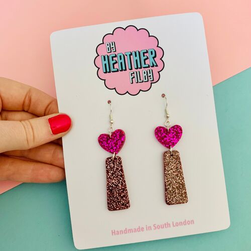 Pink Glitter Earrings , sku863