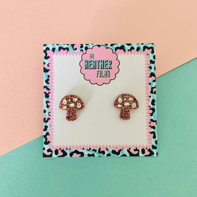 Glitter Mushroom Stud Earrings