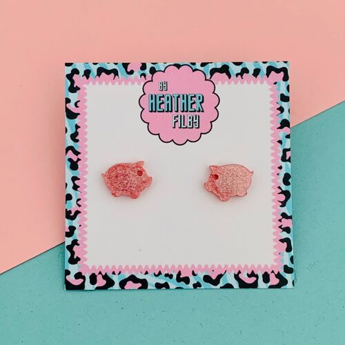 Pink Pig Stud Earrings , sku897