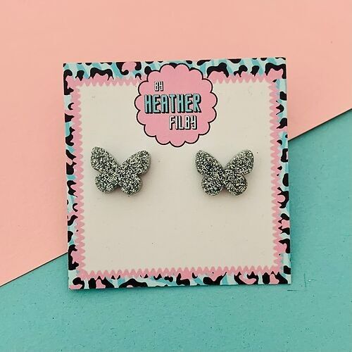 Gitter Butterfly Stud Earrings