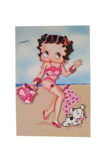 Betty Boop Beach Babe Decoupage Carte de voeux vierge (3D) 3