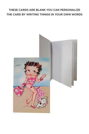 Betty Boop Beach Babe Decoupage Carte de voeux vierge (3D) 2