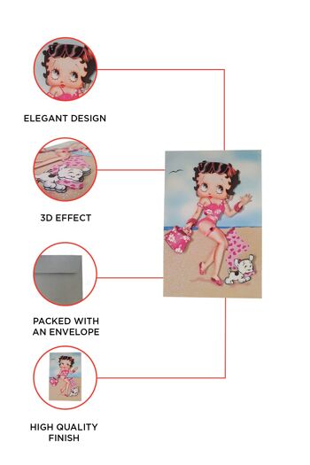 Betty Boop Beach Babe Decoupage Carte de voeux vierge (3D) 4