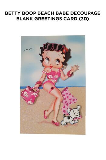 Betty Boop Beach Babe Decoupage Carte de voeux vierge (3D) 5